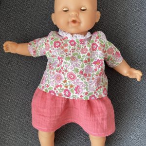 Ensemble vêtement de poupée 36 cm liberty rose